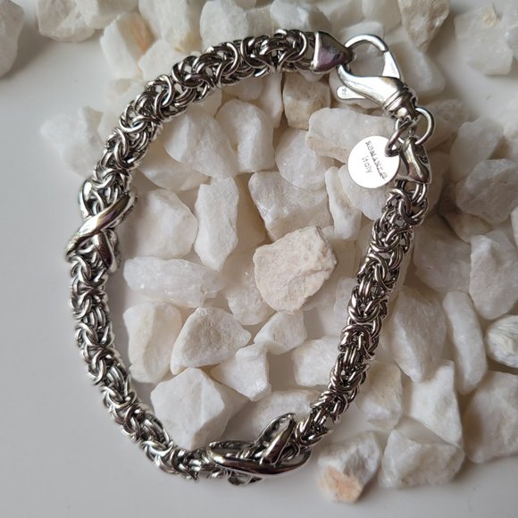 ROMANZA ITALY interwoven "X" Station Bracelet - Picture 4 of 11